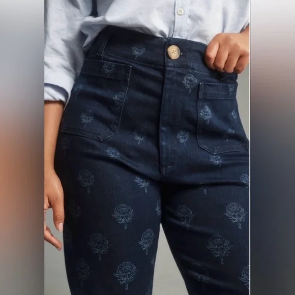 Maeve Dark Blue Colette Shu Cropped Wide Leg Jeans - Picture 4 of 9